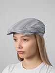 Кепка STETSON арт. 6383706 DRIVER CAP LINEN/SILK STRIPE (синий / белый / коричневый)